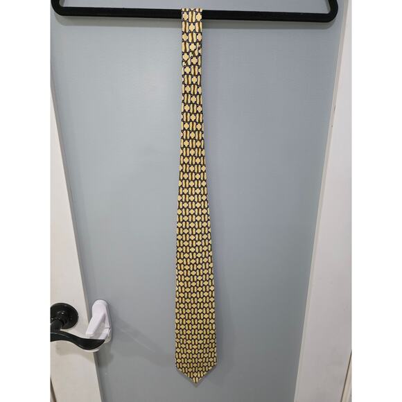 Tom James Yellow Geometric All Silk Tie 58" Vintage Classic Business - Picture 1 of 4